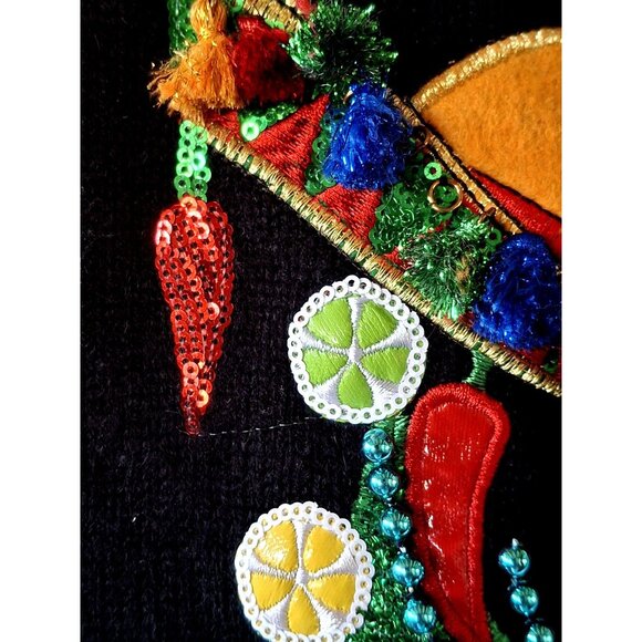 Feliz Navidad Christmas Ugly Sweater With Embellishments & Bell Sleeves - Picture 8 of 16